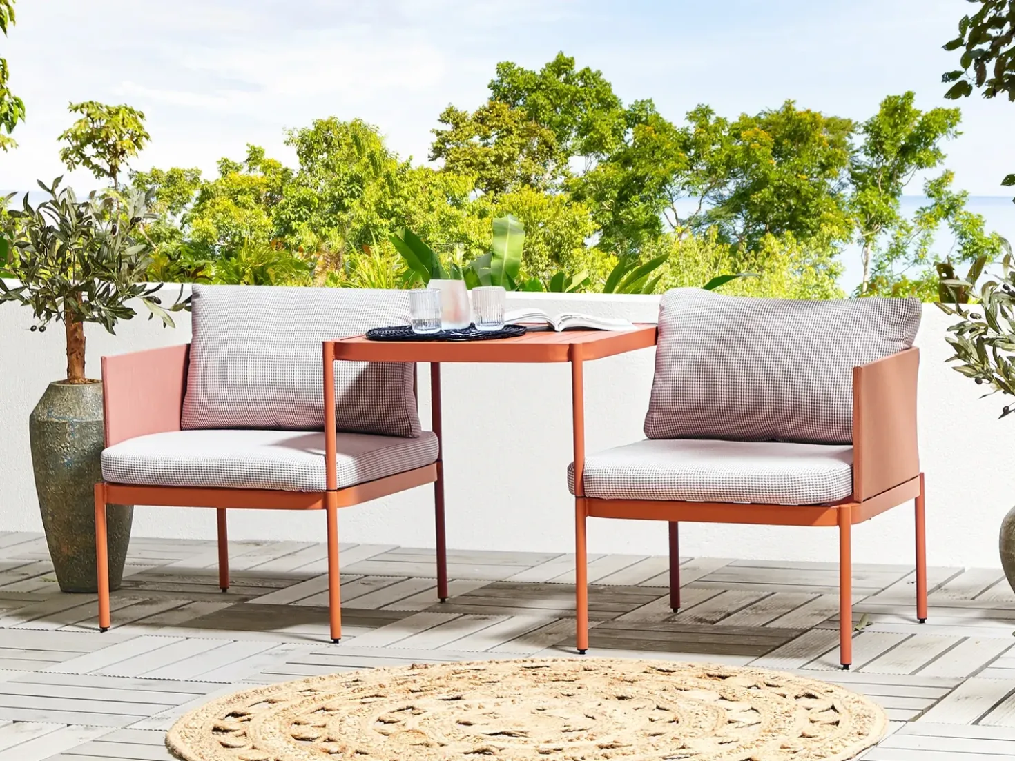 Set da giardino con tavolo 2 posti TERRACINA Metallo Arancione