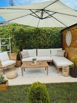 Set da giardino con tavolo 4 posti CREMONA Lato Sinistro Legno d'acacia Bianco sporco