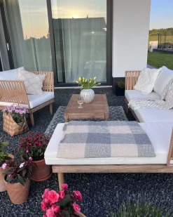 Set da giardino con tavolo 4 posti CREMONA Lato Sinistro Legno d'acacia Bianco sporco