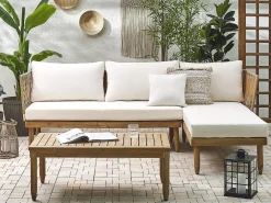 Set da giardino con tavolo 4 posti CREMONA Lato Sinistro Legno d'acacia Bianco sporco