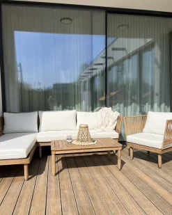 Set da giardino con tavolo 4 posti CREMONA Lato Sinistro Legno d'acacia Bianco sporco
