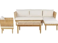 Set da giardino con tavolo 4 posti CREMONA Lato Sinistro Legno d'acacia Bianco sporco
