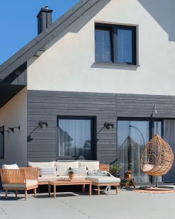 Set da giardino con tavolo 4 posti CREMONA Lato Sinistro Legno d'acacia Bianco sporco