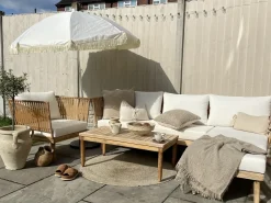 Set da giardino con tavolo 4 posti CREMONA Lato Sinistro Legno d'acacia Bianco sporco