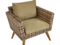 Set da giardino con tavolo 5 posti VITTORIA XL Rattan sintetico (PE) Verde oliva