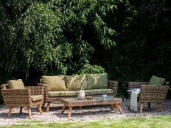 Set da giardino con tavolo 5 posti VITTORIA XL Rattan sintetico (PE) Verde oliva