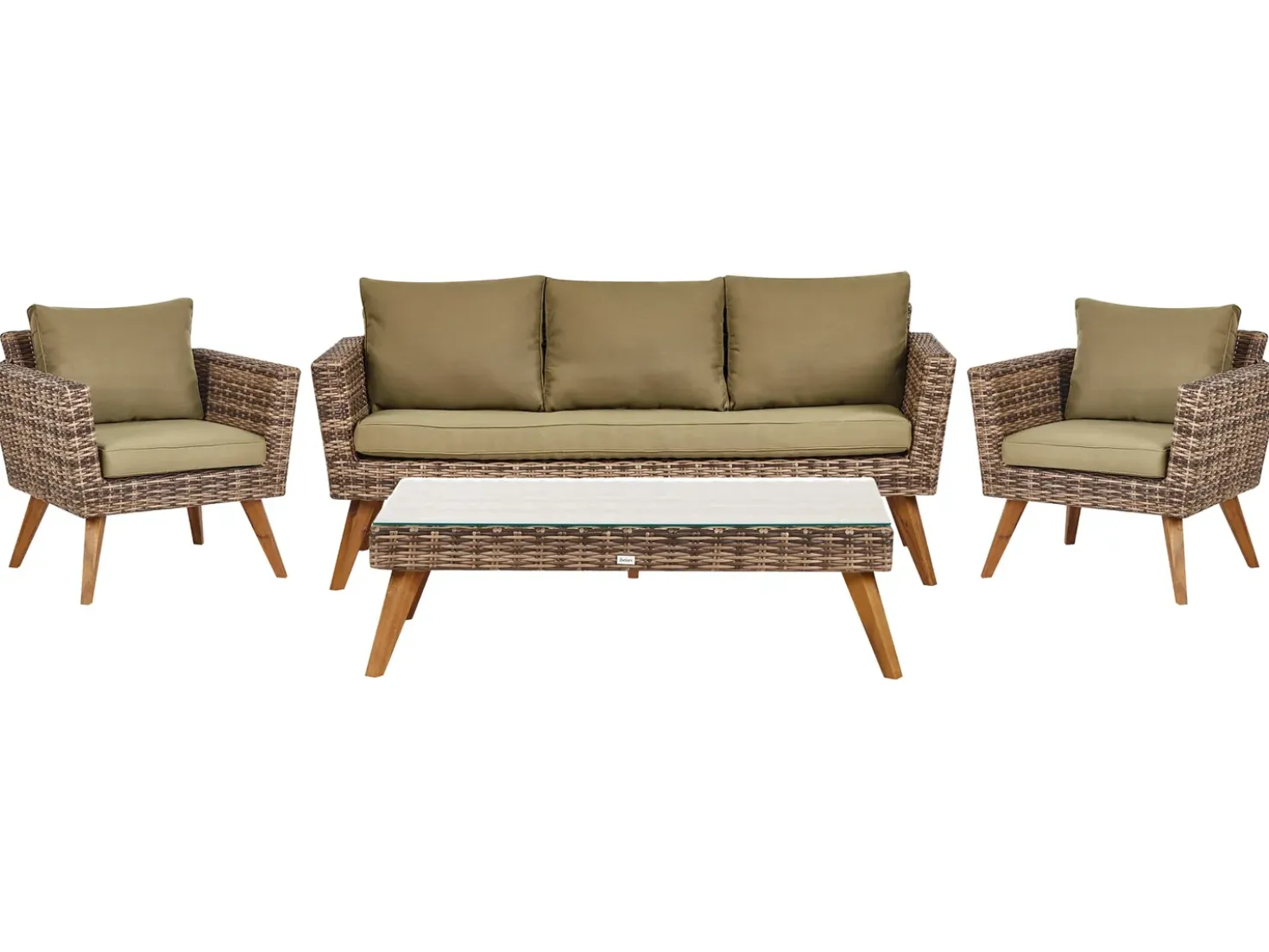 Set da giardino con tavolo 5 posti VITTORIA XL Rattan sintetico (PE) Verde oliva