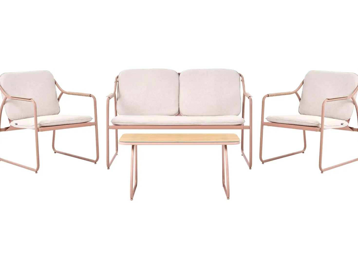 Set da giardino con tavolo 4 posti CALASCIO Metallo Beige chiaro