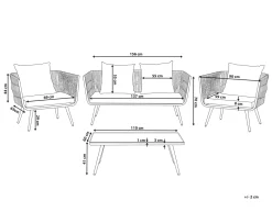 Set da giardino con tavolo 4 posti RAGUSA Rattan sintetico (PE) Bianco sporco