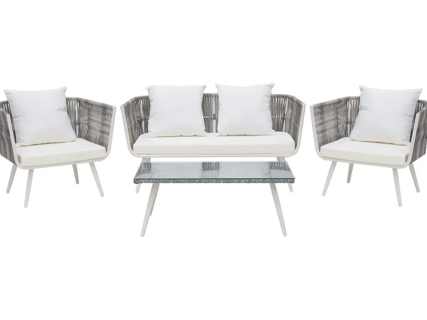 Set da giardino con tavolo 4 posti RAGUSA Rattan sintetico (PE) Bianco sporco