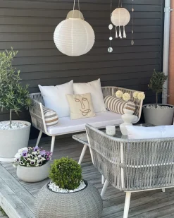 Set da giardino con tavolo 4 posti RAGUSA Rattan sintetico (PE) Bianco sporco