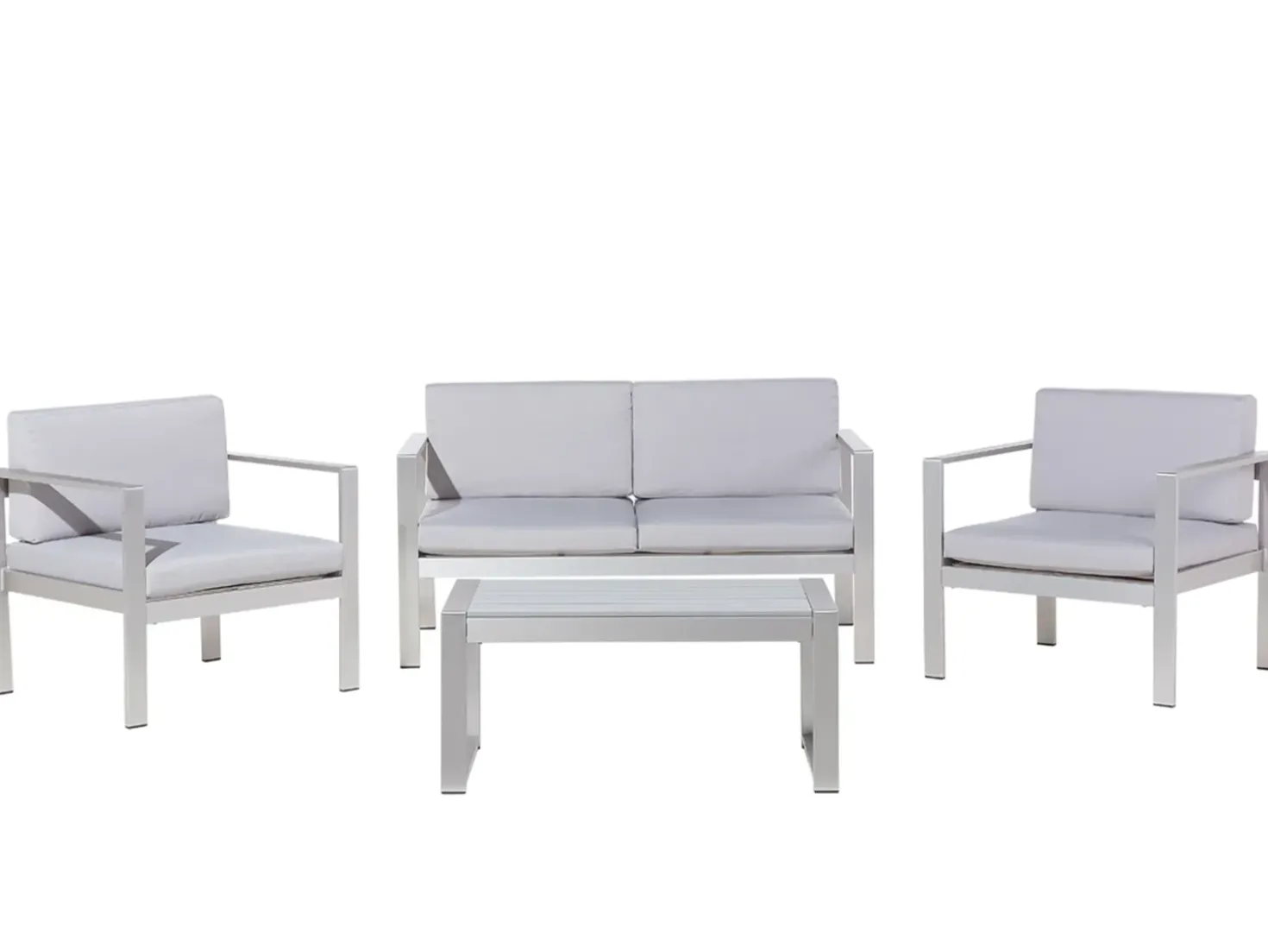 Set da giardino con tavolo 4 posti SALERNO Metallo Grigio chiaro