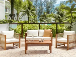Set da giardino con tavolo 4 posti ANTRIA Legno d'acacia Beige