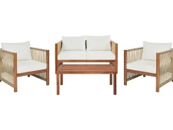Set da giardino con tavolo 4 posti ANTRIA Legno d'acacia Beige