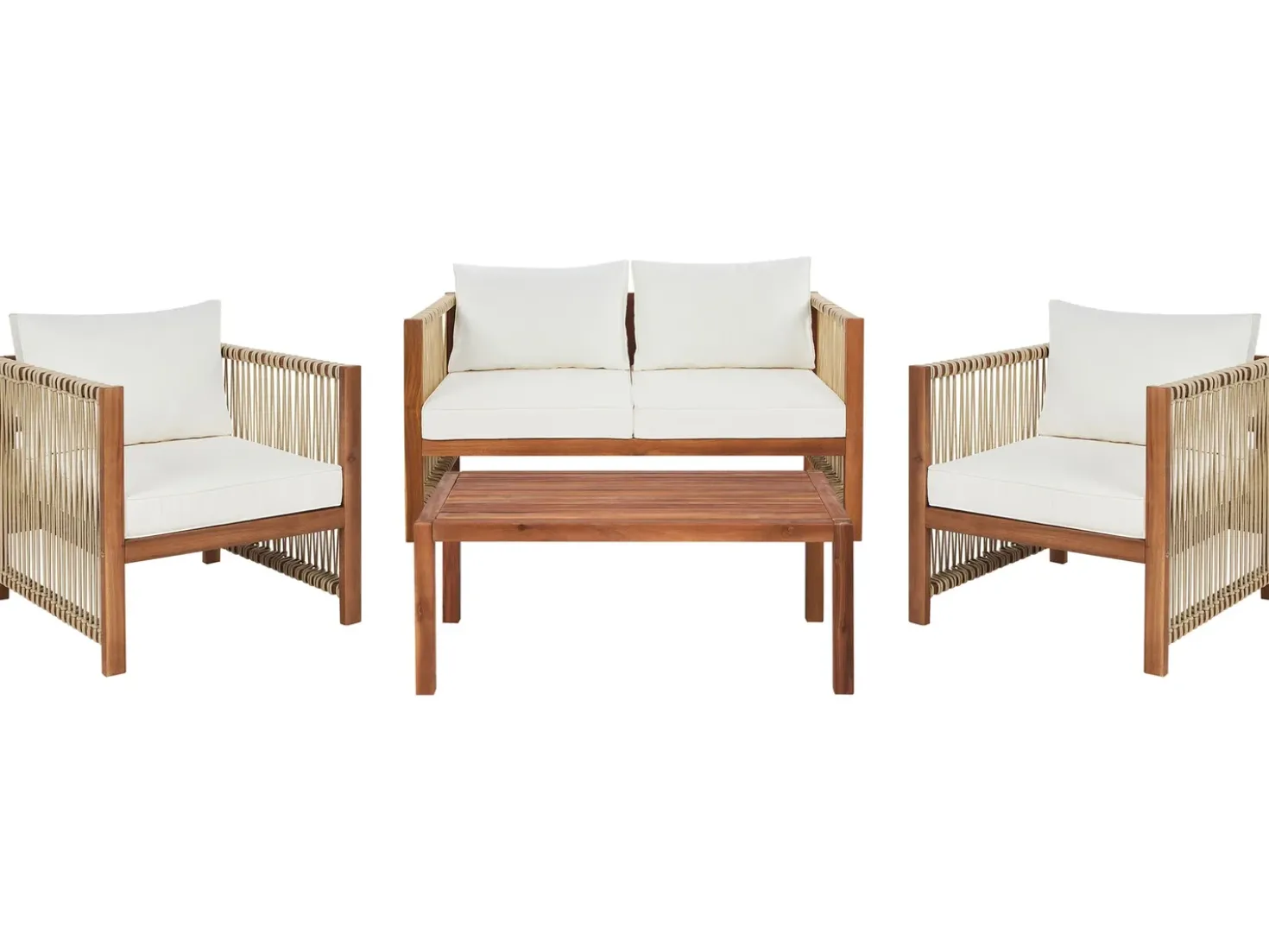 Set da giardino con tavolo 4 posti ANTRIA Legno d'acacia Beige
