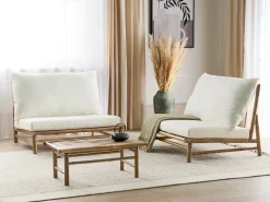 Set da giardino con tavolo 2 posti TODI Bambù Bianco sporco