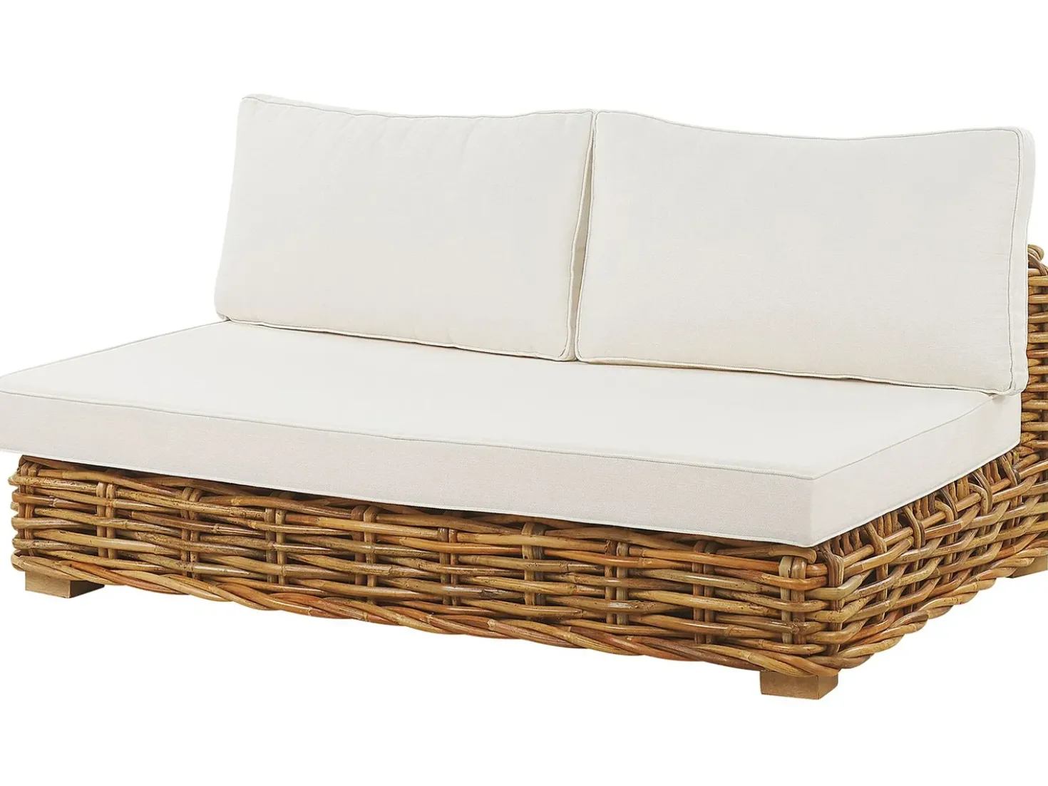Set da giardino con tavolo 4 posti VARALLO Lato Sinistro Modulare Rattan Naturale