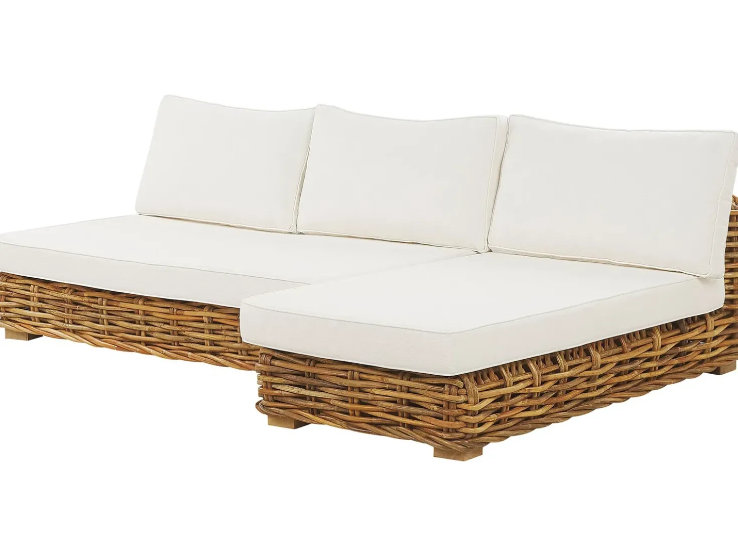 Set da giardino con tavolo 4 posti VARALLO Lato Sinistro Modulare Rattan Naturale