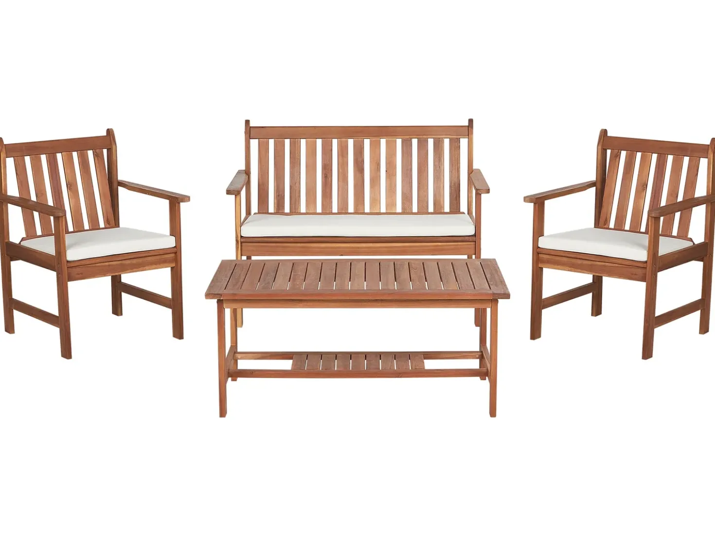 Set da giardino con tavolo 4 posti ALTIDONA Legno d'acacia Bianco sporco