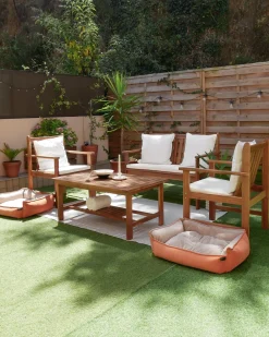 Set da giardino con tavolo 4 posti ALTIDONA Legno d'acacia Bianco sporco