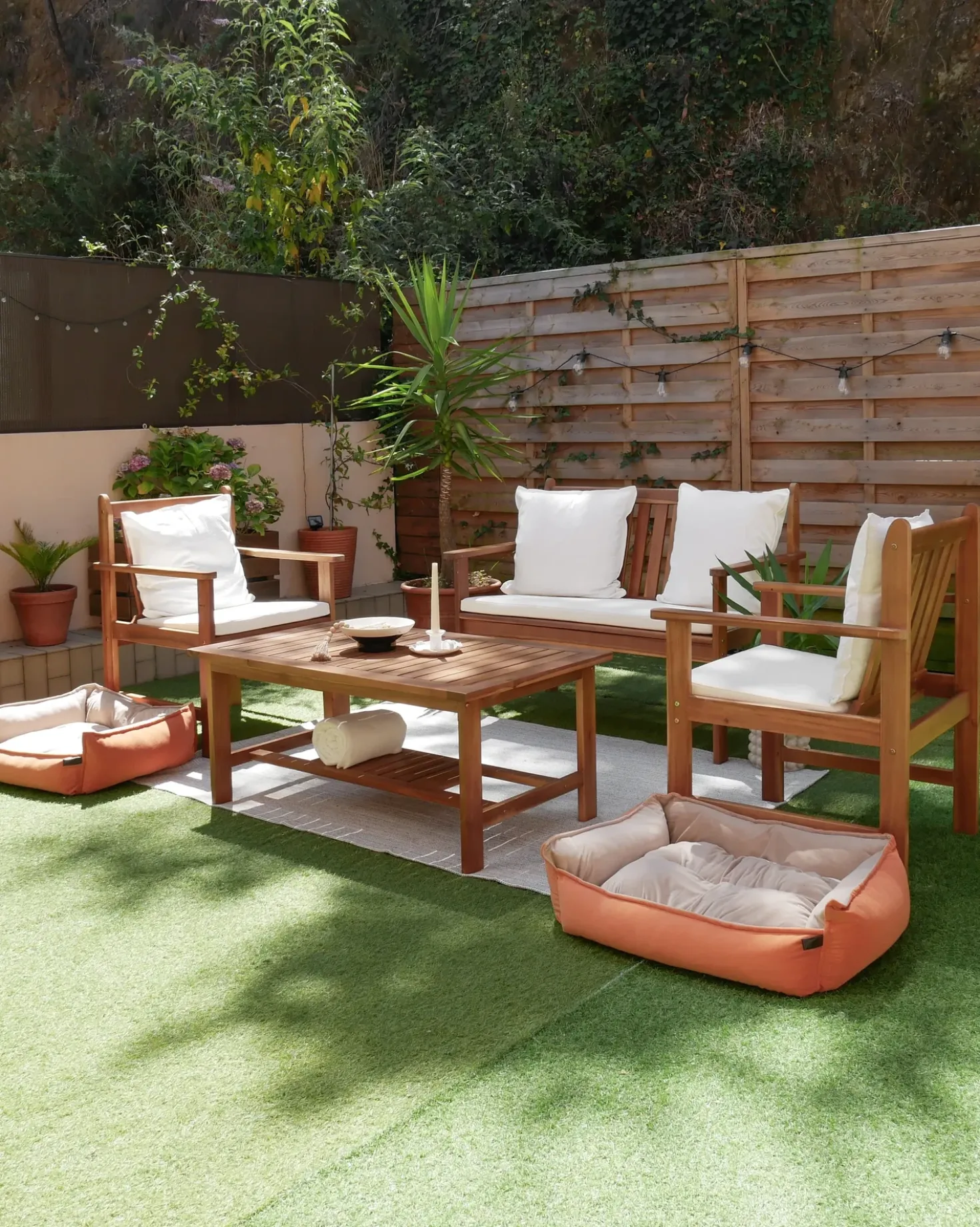 Set da giardino con tavolo 4 posti ALTIDONA Legno d'acacia Bianco sporco