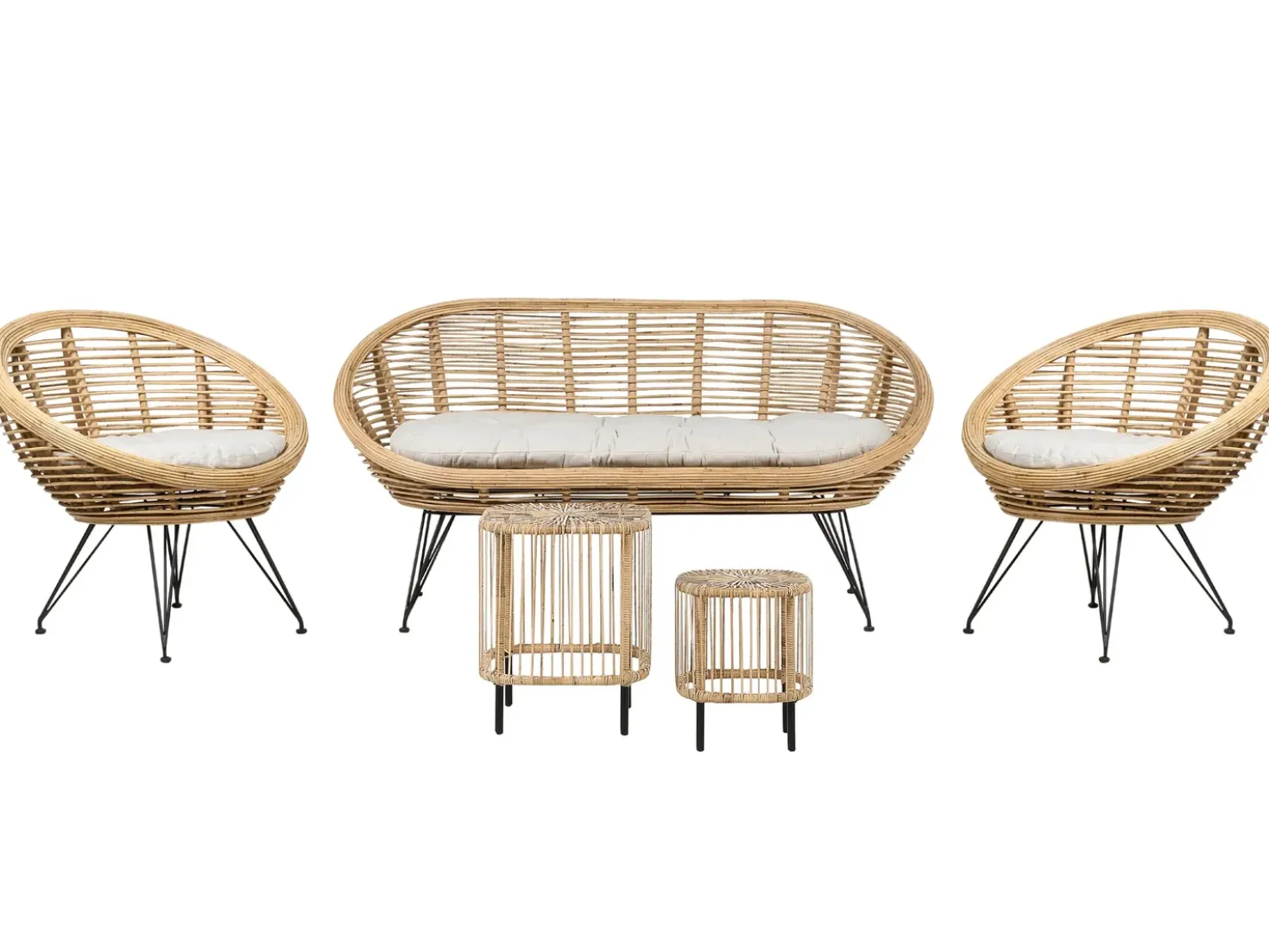 Set da giardino con tavolo 4 posti MARATEA/CESENATICO Rattan Naturale