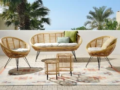Set da giardino con tavolo 4 posti MARATEA/CESENATICO Rattan Naturale