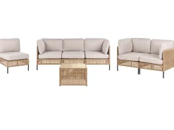 Set da giardino con tavolo 6 posti OMEGANA Modulare Rattan sintetico (PE) Beige chiaro