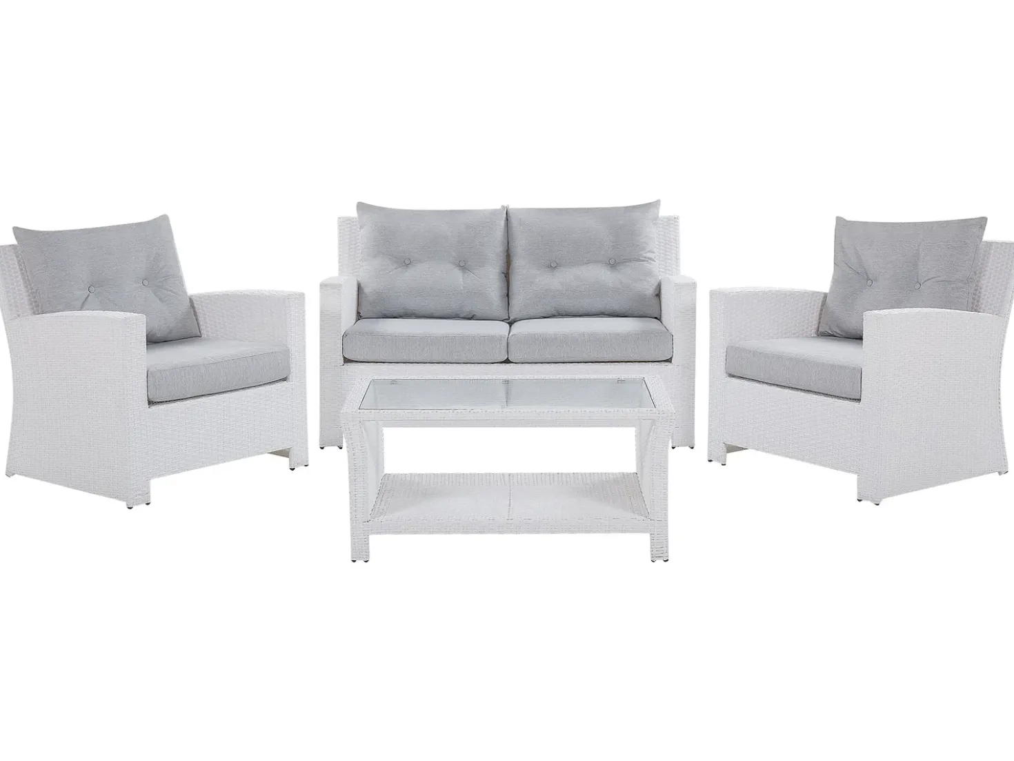 Set da giardino con tavolo 4 posti MARINO Rattan sintetico (PE) Bianco
