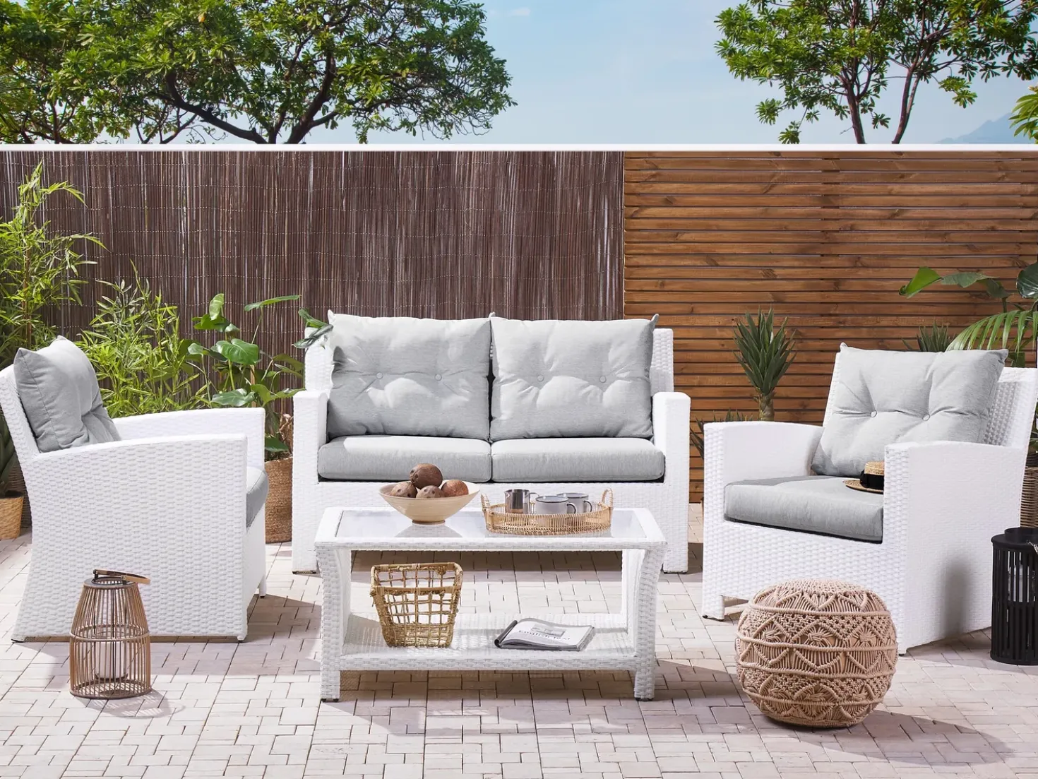 Set da giardino con tavolo 4 posti MARINO Rattan sintetico (PE) Bianco