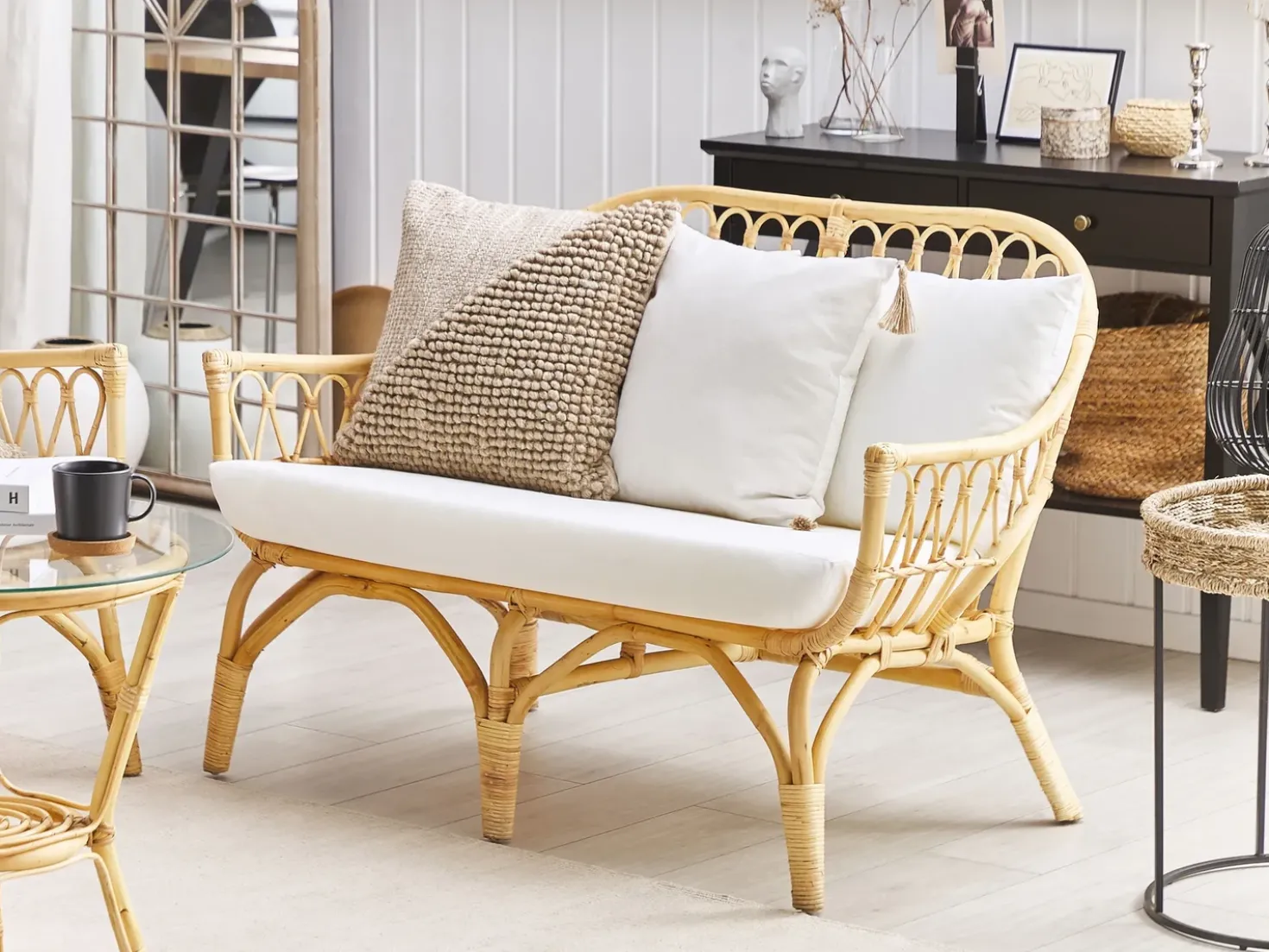 Set da giardino con tavolo 4 posti SIBARI Rattan Naturale