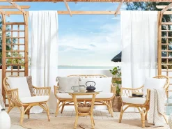 Set da giardino con tavolo 4 posti SIBARI Rattan Naturale