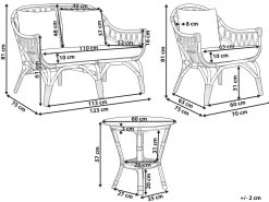 Set da giardino con tavolo 4 posti SIBARI Rattan Naturale