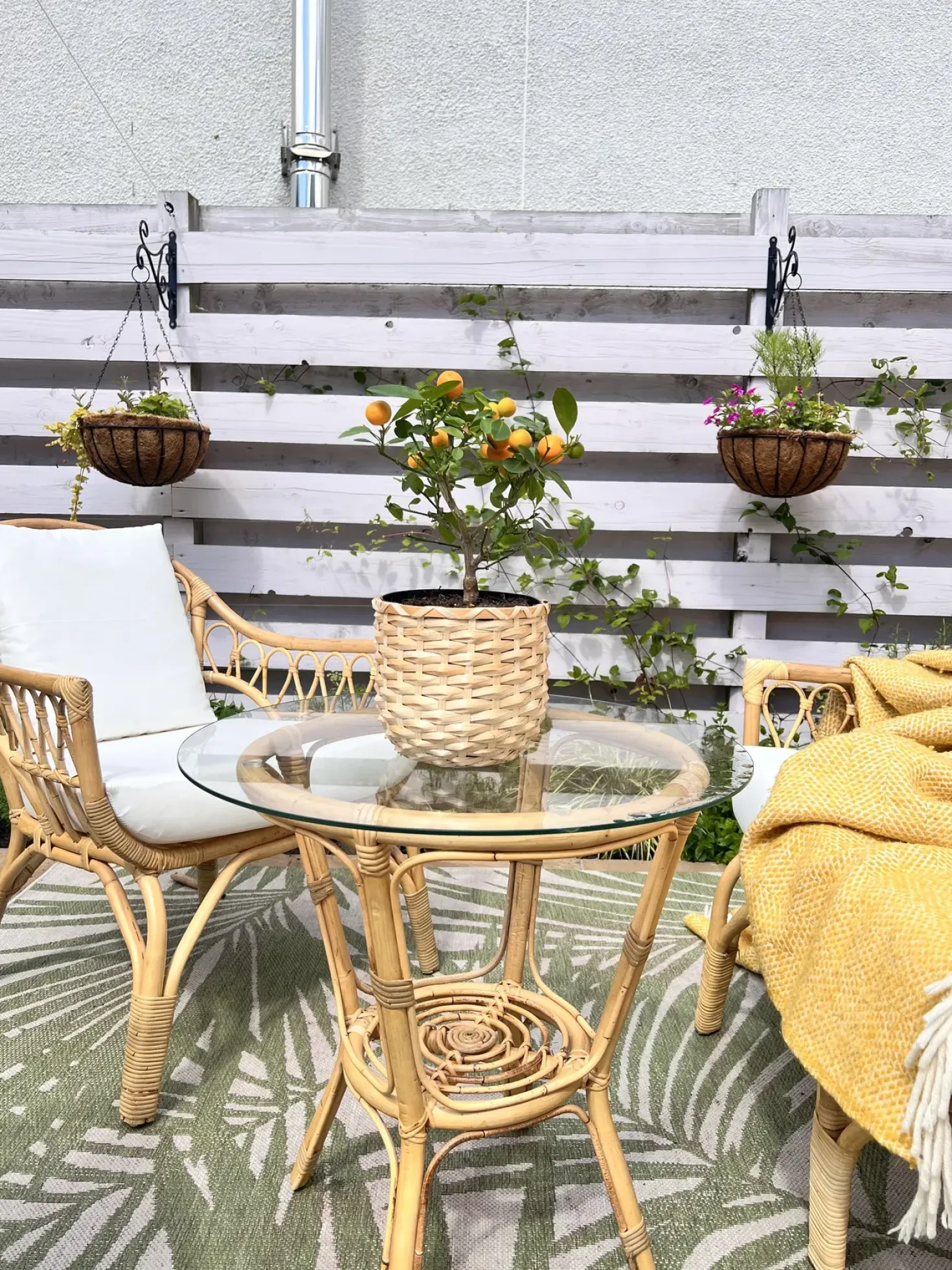 Set da giardino con tavolo 4 posti SIBARI Rattan Naturale