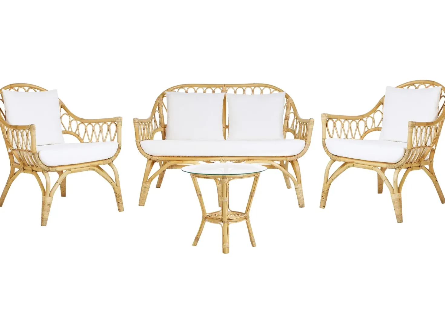 Set da giardino con tavolo 4 posti SIBARI Rattan Naturale