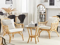 Set da giardino con tavolo 4 posti SIBARI Rattan Naturale