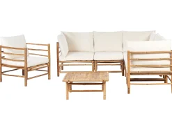 Set da giardino con tavolo 6 posti CERRETO Bambù Bianco sporco