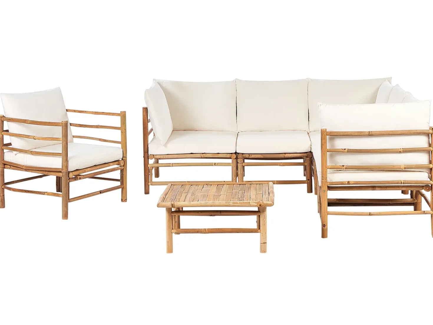 Set da giardino con tavolo 6 posti CERRETO Bambù Bianco sporco