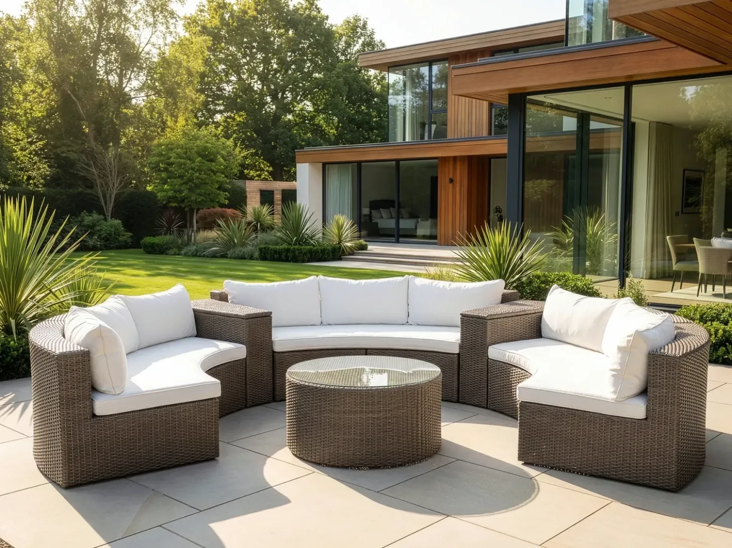 Set da giardino con tavolo 9 posti SEVERO Rattan sintetico (PE) Marrone