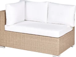 Set da giardino con tavolo 8 posti XXL Lato destro Modulare Rattan sintetico (PE) Beige sabbia