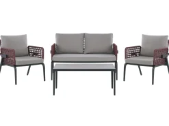 Set da giardino con tavolo 4 posti SCIACCA Metallo Grigio