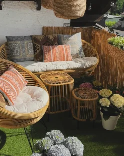 Set da giardino con tavolo 3 posti MARATEA/CESENATICO Rattan Naturale