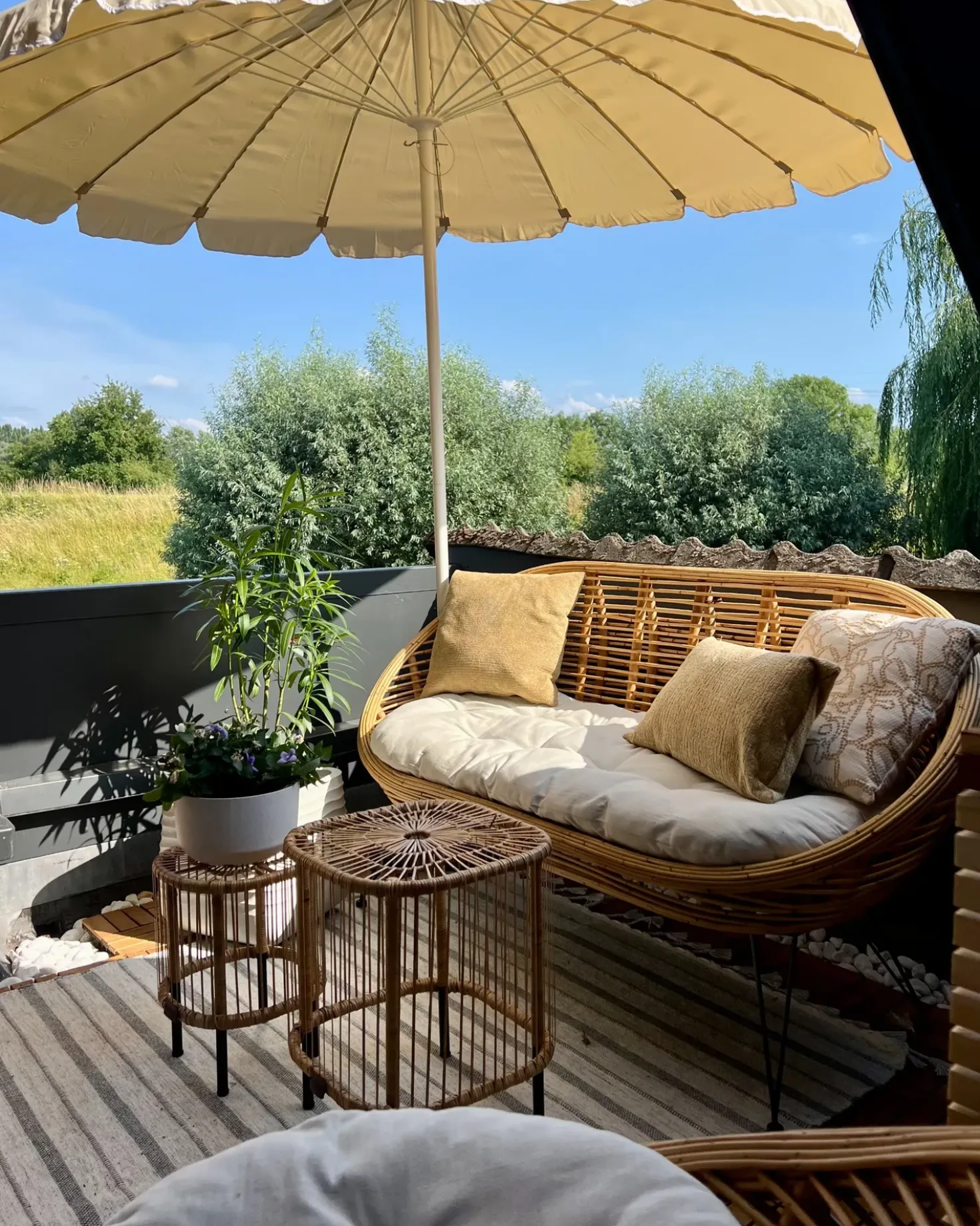 Set da giardino con tavolo 3 posti MARATEA/CESENATICO Rattan Naturale
