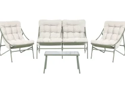 Set da giardino con tavolo 4 posti MOLVENO Metallo Beige/Verde