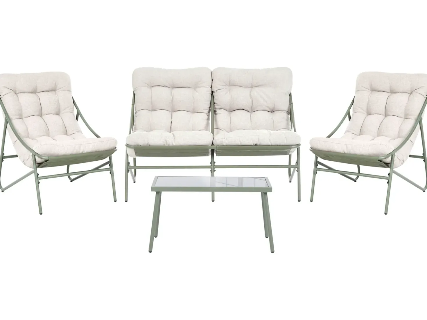 Set da giardino con tavolo 4 posti MOLVENO Metallo Beige/Verde