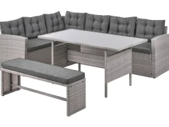 Set da giardino con tavolo 8 posti VITERBO con cuscini Rattan sintetico (PE) Grigio