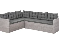 Set da giardino con tavolo 8 posti VITERBO con cuscini Rattan sintetico (PE) Grigio