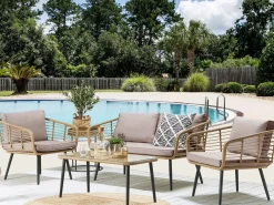 Set da giardino con tavolo 4 posti CORINTH II Rattan sintetico (PE) Naturale