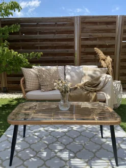 Set da giardino con tavolo 4 posti CORINTH II Rattan sintetico (PE) Naturale