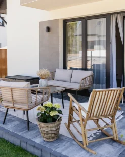 Set da giardino con tavolo 4 posti CORINTH II Rattan sintetico (PE) Naturale